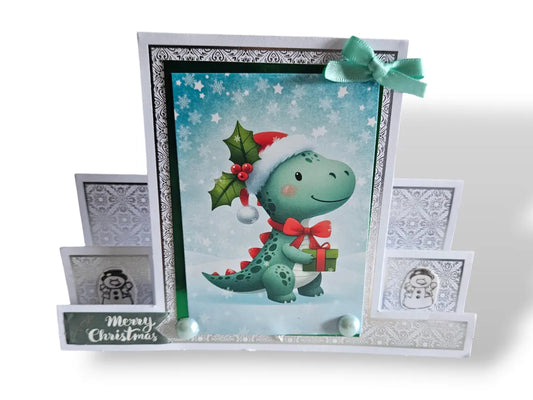 Dinosaur Christmas Stepper Card